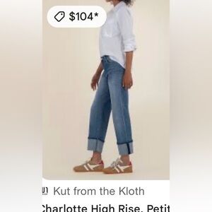 NWT KUT from the Kloth Jeans Charlotte high rise wide leg 4” flip hem crop med